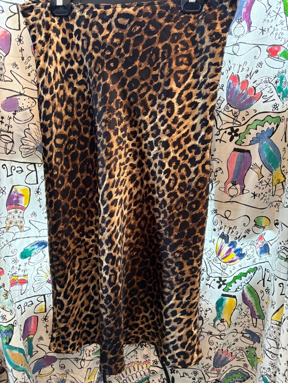 Lapis leopard slip skirt